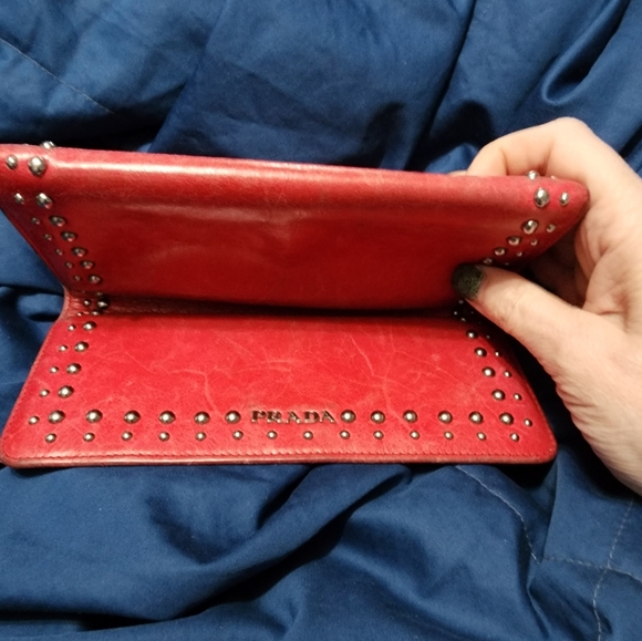 PRADA *RARE* NAPPA LEATHER STUDDED WALLET  GUC - Picture 7 of 8